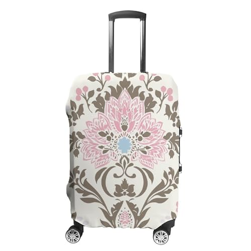 Peach And Brown Pattern Elastic Luggage Cover Suitcase Protector for 19-32 Inch Suitcases | Universal Stretchable Travel Bag Cover | Anti-Scratch, Washable with Zipper Closure M