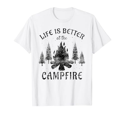 La vita è migliore di Campfire Camping Design Camping Lover Maglietta