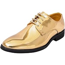 Santimon Mens Metallic Dress Shoes Lace Up - High Gloss Mirror Finish Oxford Shoes for Wedding, Party, Stage Performance & Formal Events