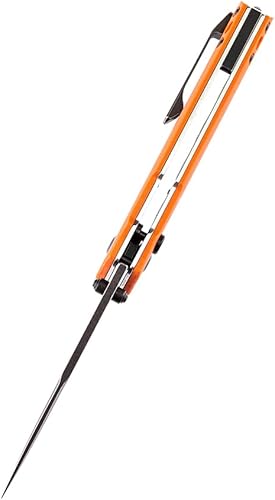 Miniatura 8 de KANSEPT K2009A7 EDC Tac cuchillo de bolsillo, cuchillo plegable con bloqueo de botón con hoja CPM-S35VN de 3.1 pulgadas y mango de titanio naranja