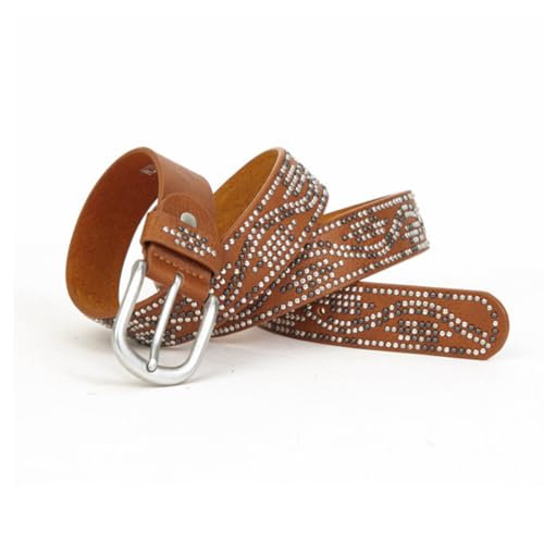 Round Rivet Shiny Leather Belt for Women,Gothic Punk Rock Style Studded Waist Strap Square Buckle for Jeans Pants4