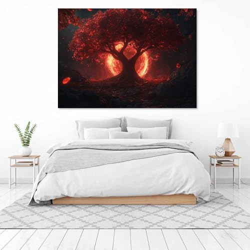Art decoration maison arbre de vie rouge pour raviver un mur blanc vide