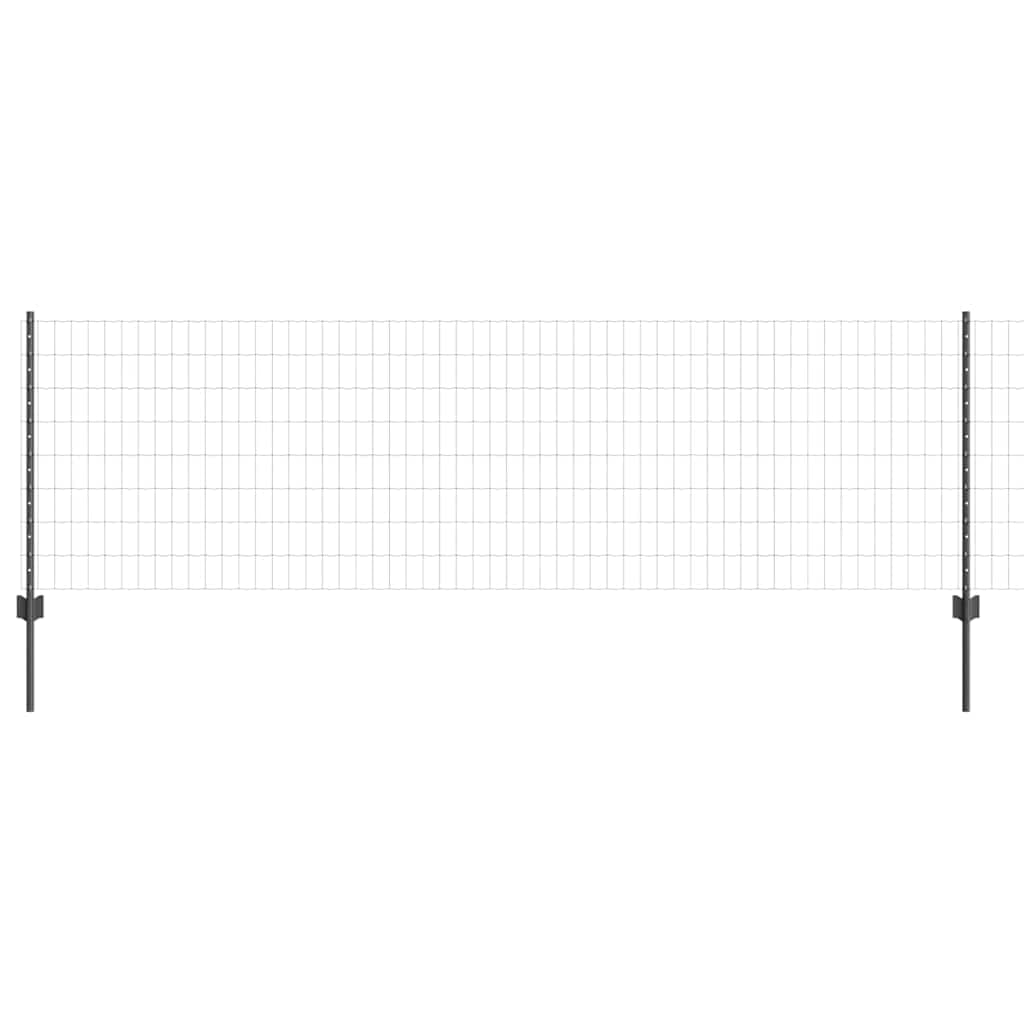 Set di recinzione da giardino, rotolo di recinzione in acciaio e PVC verniciato a polvere, per giardino e terrazza, 10 x 0,8 m, grigio, con pali e kit di montaggio