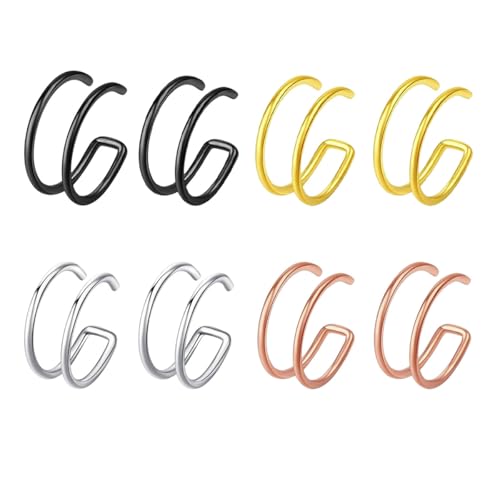 Vurotry 8PCS Double Hoop Nose Ring Fake Lip Ring Fake Nose Hoop Stainless Steel Fashionable And Exquisite Double Nose Rings Jewelry (Color mixing)