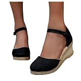 ZBYY Women's Platform Sandals Slip On Wedge Ankle Strap Espadrilles Flatform Sandals Closed Toe Casual Summer Sandals