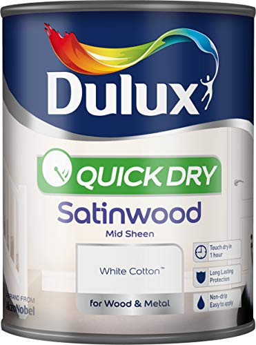 Dulux Quick Dry Satinwood Paint For Wood And Metal - White Cotton 750 ml
