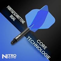RED DRAGON Darts – Nitro Flite Integriert Flüge & Schäfte System – No.2 Form und Design – Schwarz & Blau Farbe, Kurz Länge – Ansicht 6