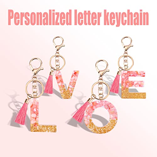 Suweibuke Cute Pink Key Chains For Women Girls, Initial Letter Keychains With Tassel, Charms For Key Purse Handbags Backpacks (Pink-A) #TOP3