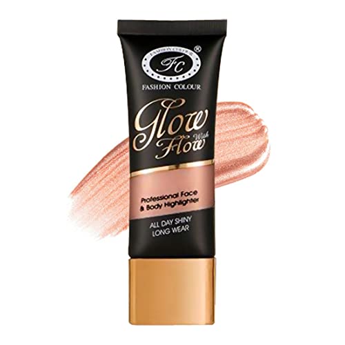 Image of FASHION COLOUR Glow with Flow Professional Face & Body Highlighter | All Day Shinny | Long Wear | Highlighter for Face & Body | Illuminating Liquid Highlighter with Dewy finish | 35ml | Shade 02