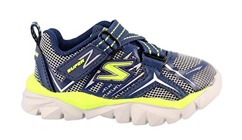 Skechers Kids Electronz Z Strap Sneaker (Little Kid/Big Kid/Toddler),Navy/Lime,3 M US Little Kid