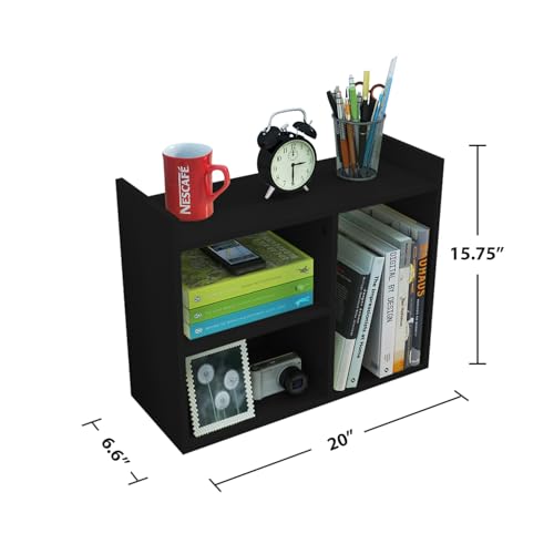 Image of Jerry & Maggie Cubic 3-Tier Wooden Desk Organizer - Jet Black Free-Standing Office Storage Rack with Display Shelves for Home or Workspace, Perfect as Birthday Gift or Accessory Holder