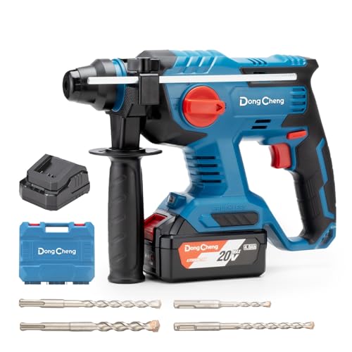 DongCheng Martillo perforador sin cable 18V, energía de impacto 2,1 J, 4 piezas SDS-plus,...