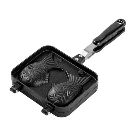YIBAISI Moldes para hacer gofres japoneses Taiyaki de aluminio antiadherentes con forma de pescado para hornear en el hogar, molde de aperitivos japoneses
