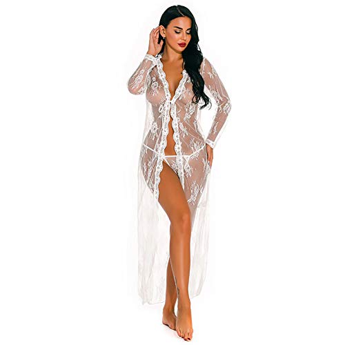 Kimono sexy en dentelle blanche de haute qualité pour une silhouette sculptée S