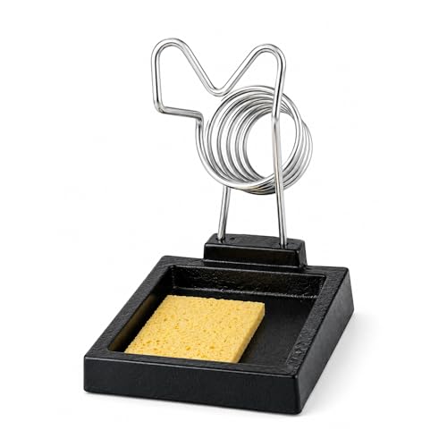 Soldering Iron Stand Heavy Duty Cast Iron Base Threaded Spring Holder with Cleaning Sponge Storage and Cleaning Soldering Tool for Crafts Metalwork Glass Art