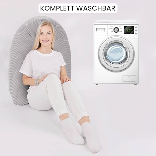 Amilian Stillkissen XXL 170 cm – Seitenschläferkissen für Schwangerschaft & Stillzeit – Lagerungskissen mit Füllung & abnehmbarem Bezug - Nachtnebel