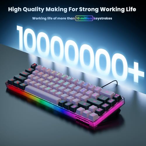 Image of 65% Wired Gaming Keyboard, LED Backlit, Ultra-Compact Anti-Ghosting No-Conflict 68 Keys Membrane Gaming Wired Keyboard for PC Laptop Windows Gamer(Pink-Black)