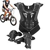 Equipo de motocross juvenil - Traje de ciclismo protector | Chaleco de algodón Eva de PVC con coderas y rodilleras, diseño transpirable, para niños y niñas de 8 a 15 años, esquí, monopatín, bicicleta,