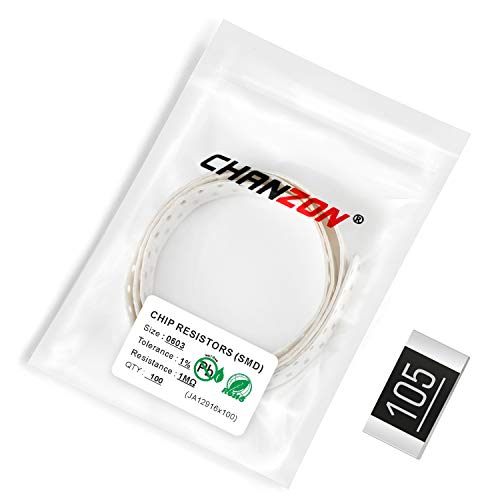 Chanzon 100pcs 0603 SMD Resistor 1M Ω ohm 1/10W 0.1W ±1% Tolerance Thick Film 1MR SMT Chip Resistors Rohs Certificated