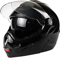 Capacete de Moto Mixs MX Captiva Com Viseira Interna Solar Óculos de Sol Articulado Escamoteável Robocop Preto Brilhant