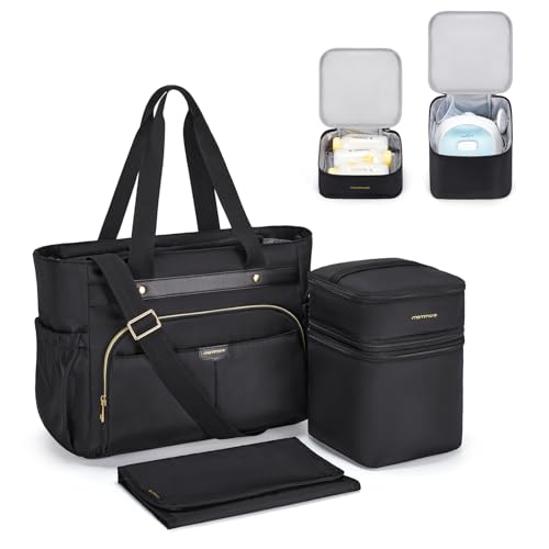 Image of mommore Breast Pump Bag with Cooler for Medela, Spectra S1, S2, Diaper Bag Tote with Changing Pad, Baby Bag for Work