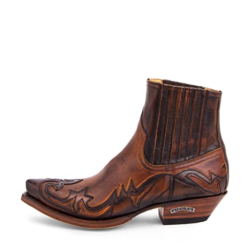 Sendra Boots - 4660 Botas Cowboy De Mujer y Hombre con Tacon y Horma de Punta - Estilo Botas Camperas en Marron - Botas Elegantes - 44