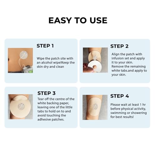 Universal Adhesive Patches for CGM and Insulin Pumps,0.8-Inch Hole,40 Pack Waterproof & Breathable CGM Patches,Long Last Sensor Patches,Pre-Cut Adhesive Tape,CGM Protection,Skin-Friendly Patches,Beige — view 2