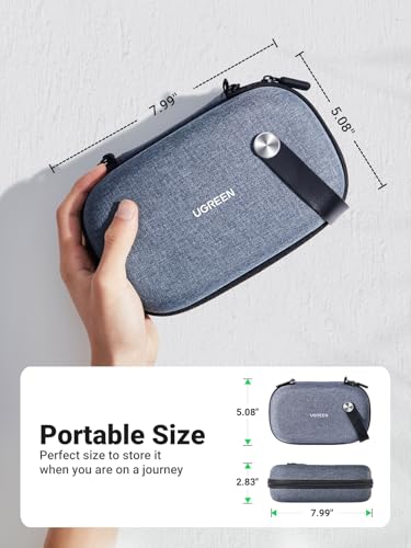 UGREEN Travel Accessories Bag, Portable Cable Organiser Travel Electronics Organiser Small Gadget Cable Bag Pouch, Hard Case for Charger Adapter Power Bank Hard Drive(Grey) - Image 3