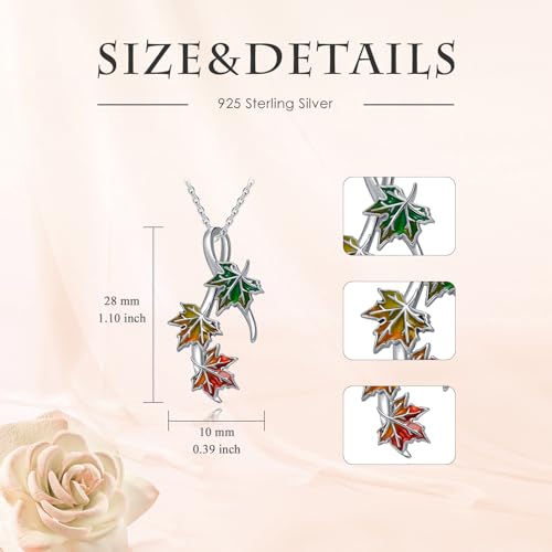 Grmdit Maple Leaf/Four Leaf/Strawberry Necklace 925 Sterling Silver Pendant Necklace Jewelry Gifts for Women4