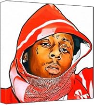 Lil Wayne - Pop Art Impression sur toile Multicolore Fond Blanc 50 x 50 x 2,5 cm