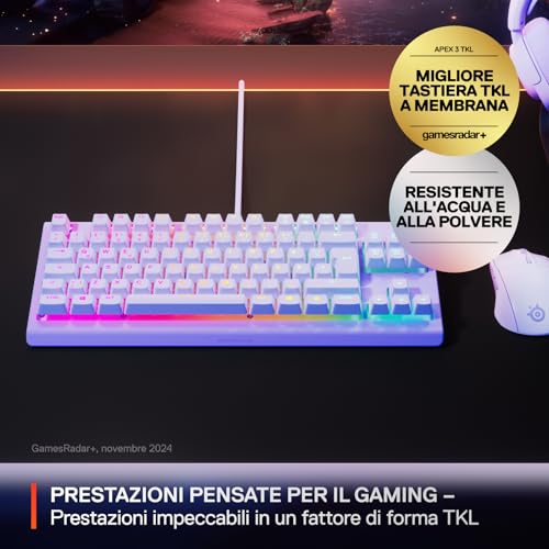 Apex 3 TKL - Tastiera Gaming Lavanda - Fattore di forma compatto senza tastierino - Illuminazione RGB a 8 zone - Resiste ad acqua e polvere - Switch da gaming super silenziosi - US QWERTY - Tastiera gaming - Immagine 1