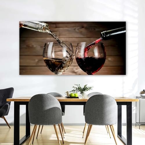Vin rouge toile murale abstraite grand format 80x160 cm - 2