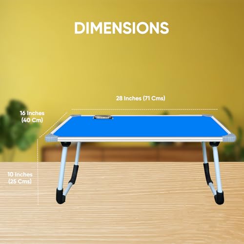Image of YAJNAS Multipurpose Whiteboard & Laptop Table | Portable Study & Lap Desk for Bed with Laptop Support | Foldable Lap Bed Table, Ideal for Home & Office Presentation - (15 x 26, Blue)