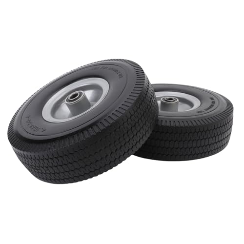 Hamwesh 2pcs Neumáticos de Goma Sólido de 10 Pcs, 4.10/3.50-4 Neumáticos de Punción de Neumáticos de Goma sin Aire con Rodamientos de Punción con Cojinetes de 5/8 Pulgadas de 2.2