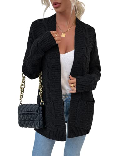 Dinazah Women's 2023 Lightweight Cardigan Sweater - Long Sleeve Open Front Pocket Knit Outerwear For Women, Western Style, Spring Collection (Small, Black) #TOP16