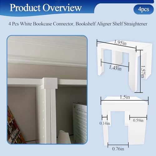 4 Pcs White Bookcase Connector Fits IKEA Billy Bookshelf, Alignment Clip by WFCYX - Used condition - Image 2