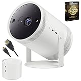 Samsung The Freestyle Projector SP-LSP3BLAXZA Bundle with Battery Base, 2 YR CPS Enhanced Protection Pack and Deco Essential High Speed 6 Feet Micro-HDMI to HDMI A/V Cable