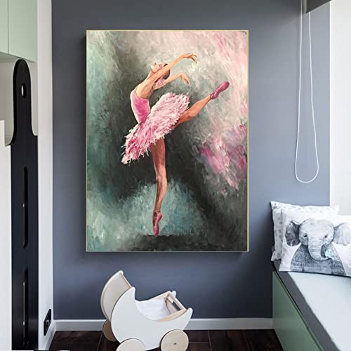 Peinture sur toile ballerine 80x100 cm portrait scandinave abstrait