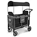 WONDERFOLD W2 Original+ Stroller Wagon (2 Seater) - Collapsible Wagon Stroller with Seats with 5-Point Harnesses, Easy-Access Door, and Adjustable Sun Canopy, Charcoal Gray