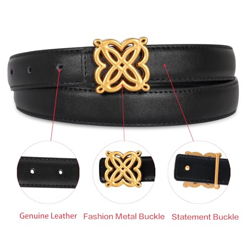 Image of Aurolran Women's Leather Belt with Buckle - Ideal for Dresses, Jeans, and Coats