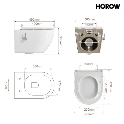 Taharet Wc Doccia Con Ugello Integrato, Sedile Sospeso Senza Bordo, Funzione Bidet, Doccia Con Rubinetto - 9