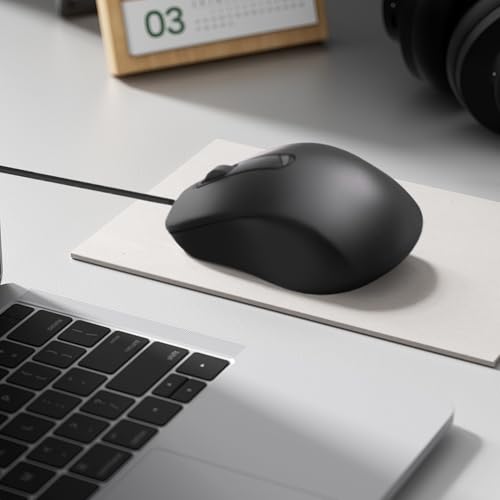 Ratón para laptop ergonómico con cable y clics silenciosos 3