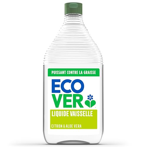 Ecover Liquide Vaisselle Ultra Dégraissant, Spécial Peaux Sensibles, Parfum Citron et Aloe Vera, Flacon de 950 ml