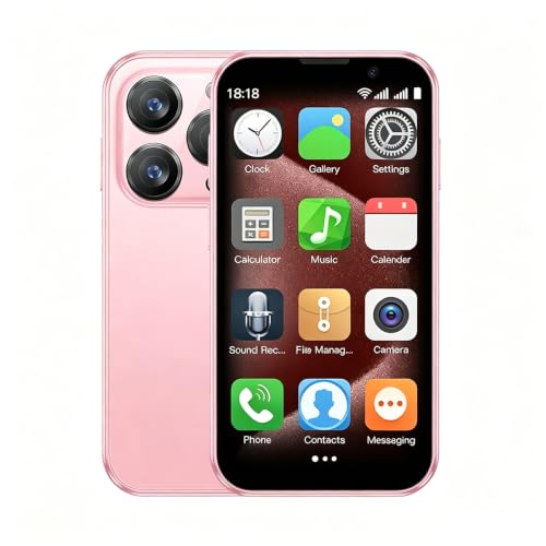 Longben Mini 3G‑smartphone, 3 inch, Android 9, Dual‑SIM, 900 mAh, gezichtsontgrendeling, 2GB+16GB, Roze
