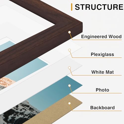 Image of Vittanly 10 Pack Picture Frames Collage Wall Decor, Gallery Frame Set for Wall Mounting or Tabletop Display, Multi Sizes Including 2pcs 8x10, 4pcs 5x7, 4pcs 4x6, Light Brown