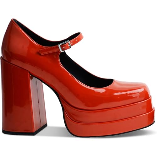 Wild Pair Womens Octavia Buckle Platform Mary Jane Heels Red 8 Medium (B,M)2
