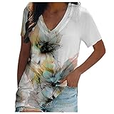 Playeras De Mujer Moda 2021, Women's Plain White Tee Shirt Plus Size Oversized Shirts for Women Mama Cheetah Shirts Ladies Casual Fashion Comfortable Short Sleeve New Double Collar (5XL, White)
