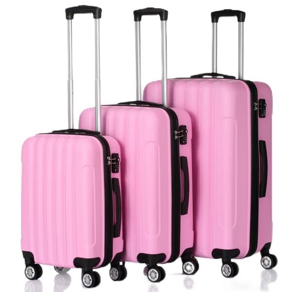 3-in-1 Multifunctional Large Capacity Traveling Storage Suitcase Luggage Set 20in 24in 28in (Pink)