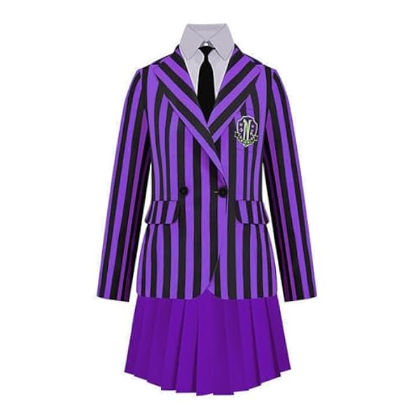 Enid Sinclair kostuum meisjes dames addams school uniform jas jurk set Halloween cosplay outfit met pruik