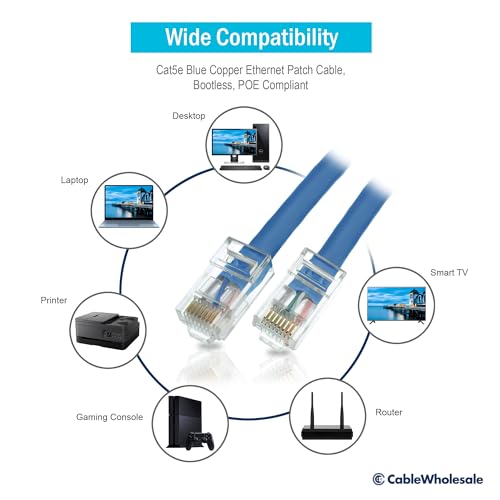 Cable Ethernet Cat5e con conector RJ45 2 pies azul miniatura 5